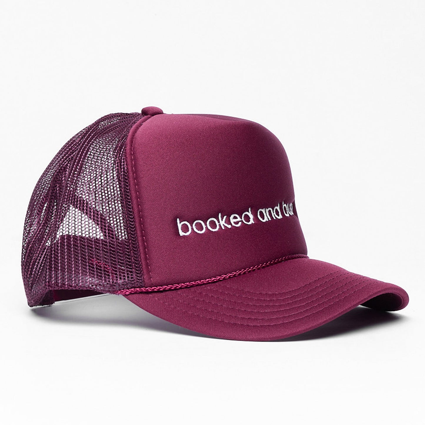 Booked and Busy Trucker Hat Burgundy