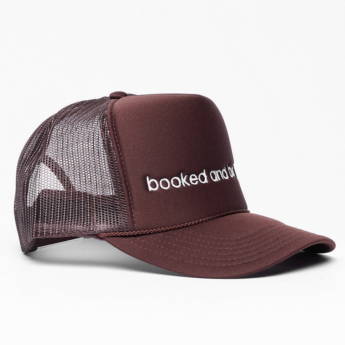 Booked and Busy Trucker Hat Brown